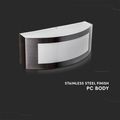 V-TAC Lampada LED da Muro Arrotondata con Portalampada E27 (Max 15W) Colore Grigio IP44