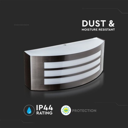 V-TAC Lampada LED da Muro Arrotondata con Portalampada E27 (Max 15W) Colore Grigio IP44