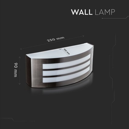 V-TAC Lampada LED da Muro Arrotondata con Portalampada E27 (Max 15W) Colore Grigio IP44