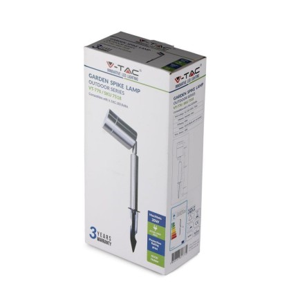 V-TAC Picchetto in Acciaio Inox con Portalampada GU10 (Max 35W) Orientabile IP44