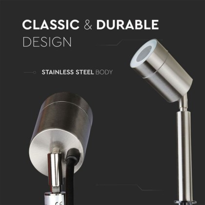 V-TAC Picchetto in Acciaio Inox con Portalampada GU10 (Max 35W) Orientabile IP44