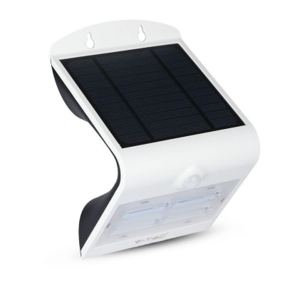 V-TAC Lampada LED Solare da Muro a Batteria 3W 130LM/W 30LED con Sensore PIR Colore Bianco 3000K+4000K IP65