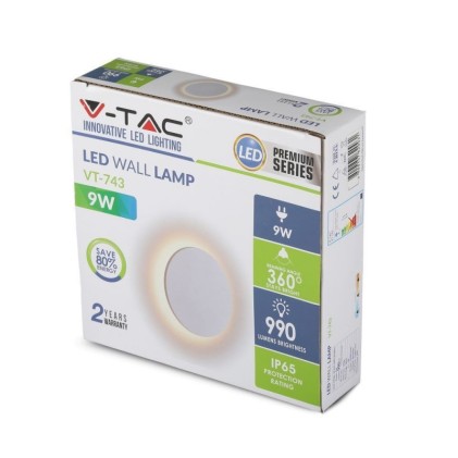 V-TAC Lampada LED da Muro Rotonda 6W 110LM/W Colore Bianco 4000K IP65
