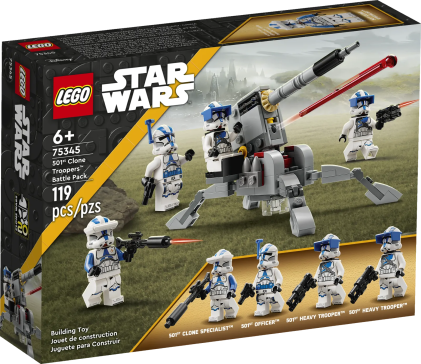 LEGO 75345 Battle Pack Clone Troopers Legione 501, 119 pezzi, Modellino da Costruire con Cannone Giocattolo Anticarro AV-7 e Shooter più 4 Personaggi