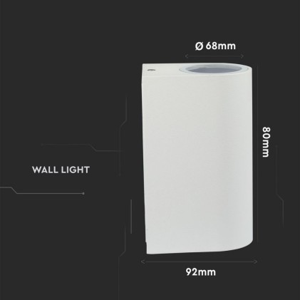 V-TAC Portafaretto LED Doppio da Muro 2*GU10 e GU5.3 (MR16) Arrotondato in Alluminio Colore Bianco IP44