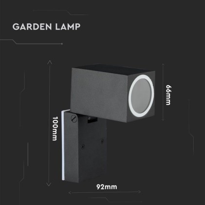 V-TAC Portafaretto LED da Muro Quadrato GU10 (Max 35W) Orientabile Colore Nero IP44