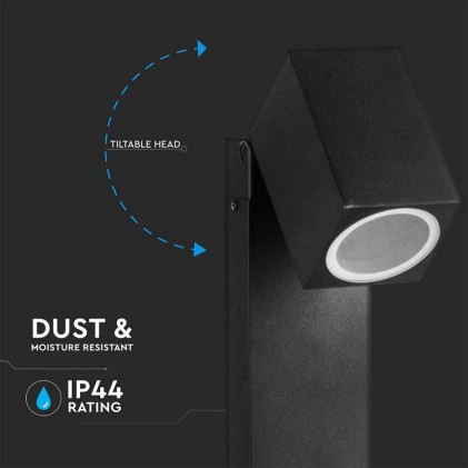 V-TAC Portafaretto LED Fissaggio a Terra GU10 (Max 35W) Orientabile Colore Nero IP44