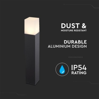 V-TAC Lampada LED da Giardino Quadrata con Portalampada GU10 (Max 35W) con Corpo Nero e Copertura Bianca h: 50cm IP54