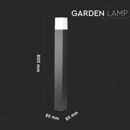 V-TAC Lampada LED da Giardino Quadrata con Portalampada GU10 (Max 35W) con Corpo Nero e Copertura Bianca h: 80cm IP54