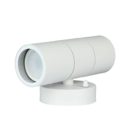 V-TAC Portafaretto LED Doppio da Muro 2*GU10 e GU5.3 (MR16) Arrotondato in Alluminio Colore Bianco Opaco IP44