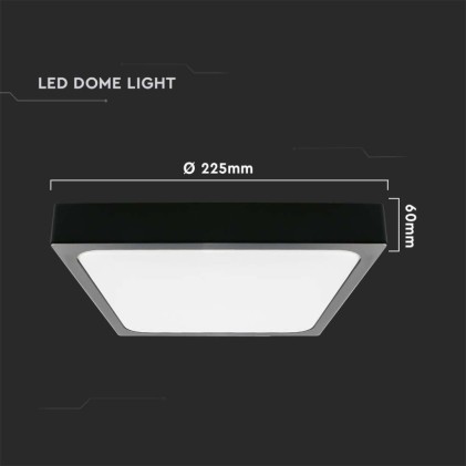 V-TAC Plafoniera LED Quadrata 18W Colore Nero 3000K IP44