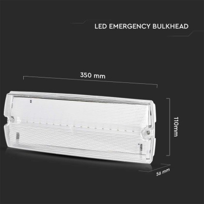 V-TAC Lampada LED di Emergenza 3W Con Pulsante di Test 6400K IP65
