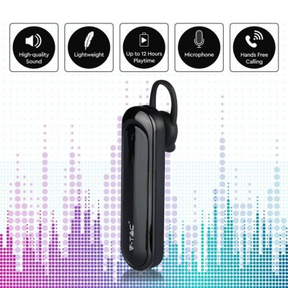 V-TAC Auricolare Bluetooth 170mAh Colore Nero