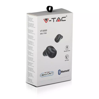V-TAC Auricolare Bluetooth 55mAh Colore Nero