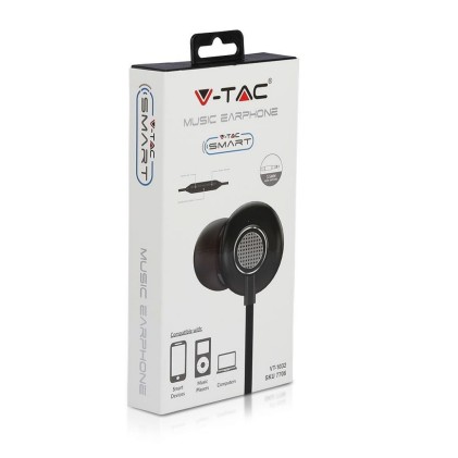 V-TAC Auricolari con Cavo Jack 3.5 Colore Grigio