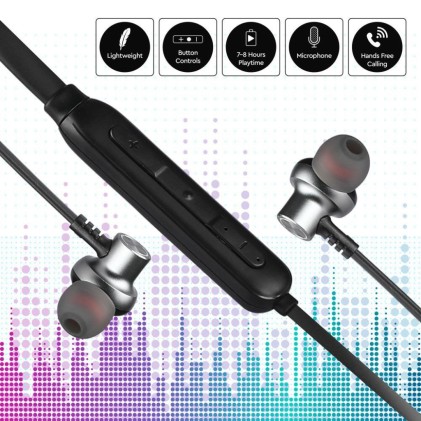 V-TAC Auricolari Bluetooth Collegate con Cavo 500mAh Colore Nero