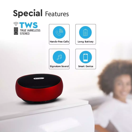 V-TAC Speaker Bluetooth Portatile 4W con Microfono e Slot per Scheda TF Batteria da 800mAh Colore Rosso