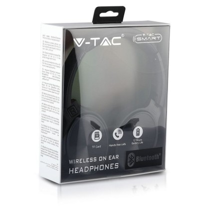 V-TAC Cuffia Senza Fili Bluetooth con Testa Rotante 500mAh Colore Nero con Custodia