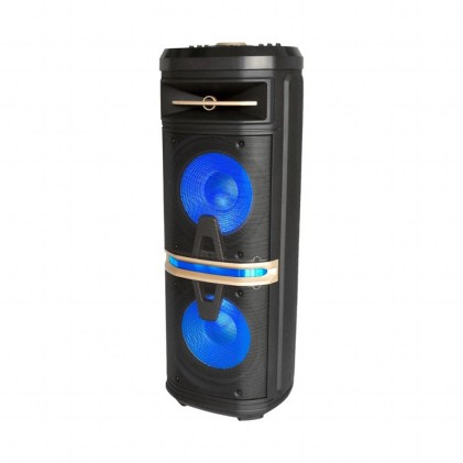 V-TAC Altoparlante Trolley Ricaricabile 120W con Mixer e Microfoni Wireless + Cablato e Telecomando Casse 2 * 10 pollici RGB