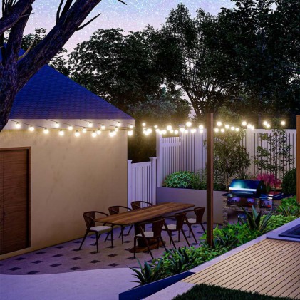 V-TAC Catenaria 12m con 10 Lampadine LED 0.5W con Pannello Solare e Telecomando 3000K IP44