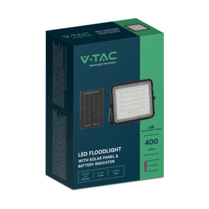 V-TAC Faro LED con Telecomando e Pannello Solare 6W Batteria sostituibile Cavo da 3m Colore Nero 4000K