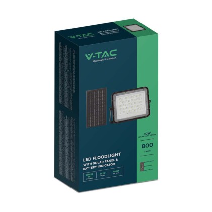 V-TAC Faro LED con Telecomando e Pannello Solare 10W Batteria sostituibile Cavo da 3m Colore Nero 4000K