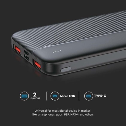 V-TAC Power Bank 10.000 mAh Colore Nero
