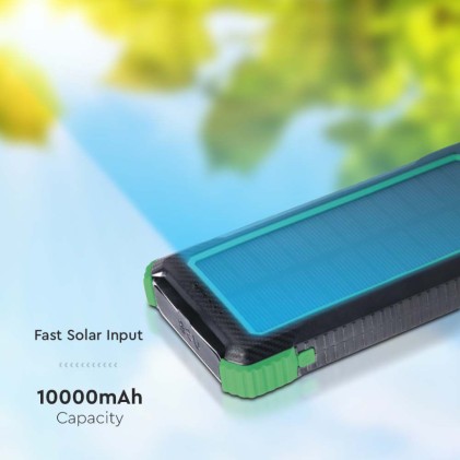 V-TAC Power Bank 10.000 mAh con Pannello Solare e Ricarica Wireless Colore Nero