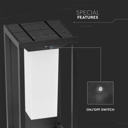 V-TAC PRO Lampada Solare LED Chip Samsung da Muro Esterno 2W Rettangolare Sensore di Movimento Crepuscolare e Modalità di Luminosità Costante 3000K 29cm