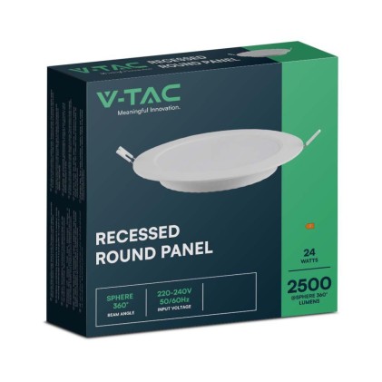 V-TAC Mini Pannello LED 24W Montaggio ad Incasso Rotondo 3000K