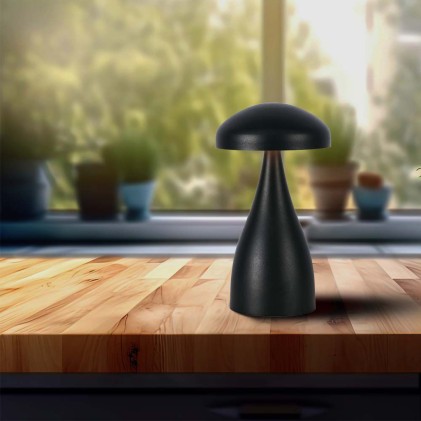 V-TAC Lampada LED da Tavolo 1W con Batteria 800mAh Ricaricabile USB C Colore Nero in Metallo Touch Dimmerabile 3in1