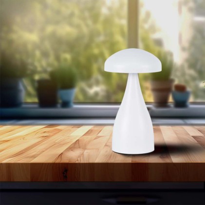 V-TAC Lampada LED da Tavolo 1W con Batteria 800mAh Ricaricabile USB C Colore Bianco in Metallo Touch Dimmerabile 3in1