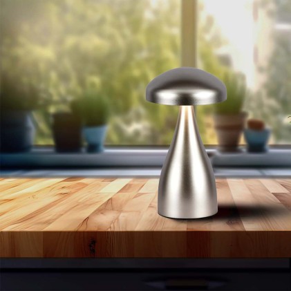 V-TAC Lampada LED da Tavolo 1W con Batteria 800mAh Ricaricabile USB C Colore Champagne in Metallo Touch Dimmerabile 3in1