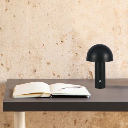 V-TAC Lampada LED da Tavolo 3W con Batteria 1800mAh Ricaricabile USB C Colore Nero in Metallo Touch Dimmerabile 3in1