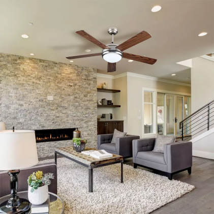 V-TAC Ventilatore LED da Soffitto 15W 3 in 1 con Motore a Corrente Alternata da 60W con Telecomando 5 pale (Mdf Scure)