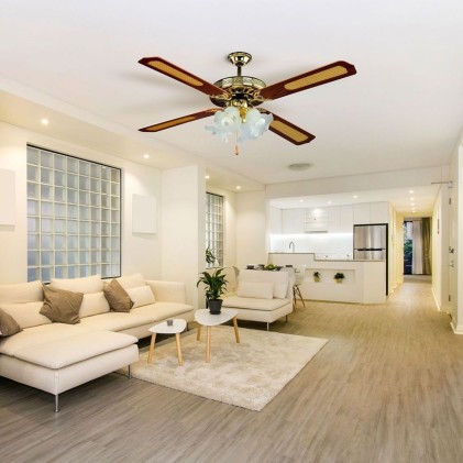 V-TAC Ventilatore LED da Soffitto 4*E27 in Vetro con Motore a Corrente Alternata da 55W 4 pale