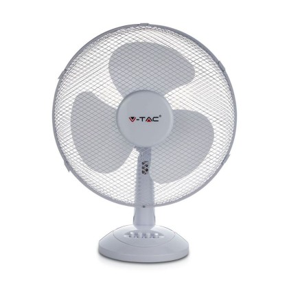 V-TAC Ventilatore da Scrivania 40W 3 Pale a 3 Velocit&agrave; Rotante Colore Bianco (410mm)