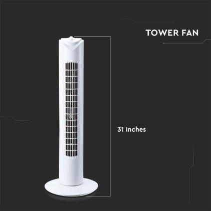 V-TAC Ventilatore a Torre 45W con 3 Velocit&agrave; Rotante e Funzione Timer Colore Bianco (785mm)