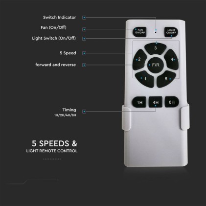 V-TAC Ventilatore LED da Soffitto 30W 3 in 1 con Motore a Corrente Continua da 35W con Telecomando 3 pale