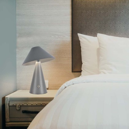 V-TAC Lampada LED da Tavolo 3W Colore Grigio in Metallo Ricaricabile con USB C Touch Dimmerabile 3in1