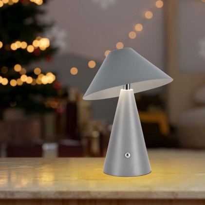 V-TAC Lampada LED da Tavolo 3W Colore Grigio in Metallo Ricaricabile con USB C Touch Dimmerabile 3in1