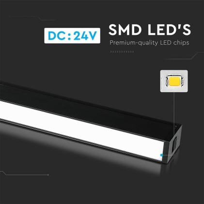 V-TAC Plafoniera LED SMD Lineare da Binario Magnetica 30W 24V 970x35x59mm Colore Nero 4000K IP20 CRI>90