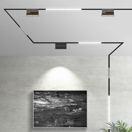 V-TAC Faretto LED SMD Lineare da Binario Magnetico Regolabile 20W (10*2W) 24V UGR<19 Colore Nero 3000K IP20 CRI>90