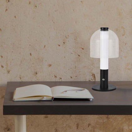 V-TAC Lampada LED da Tavolo 2W Colore Nero e Bianco Trasparente Ricaricabile con USB C Touch Dimmerabile 3in1