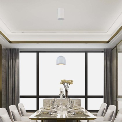 V-TAC Lampadario LED a Cilindro in Metallo 8.5W 10*162cm Colore Bianco 3000K