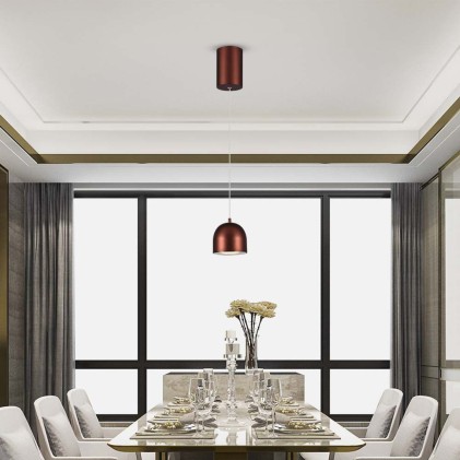 V-TAC Lampadario LED a Cilindro in Metallo 8.5W Colore Rame Touch 10*16cm Regolabile 3000K