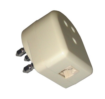 Adattatore Telefonico Con Spina Tripolare Passante Maschio/Femmina E Presa Telefonica 6 Poli