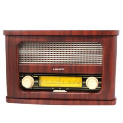 Majestic Radio Fm Bluetoothcon Ingresso Aux E Batt. Ricar. Wood