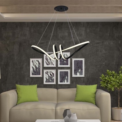 V-TAC Lampadario LED a Sospensione 24W in Metallo dal Design Moderno 72*30cm Coloro Nero 3000K