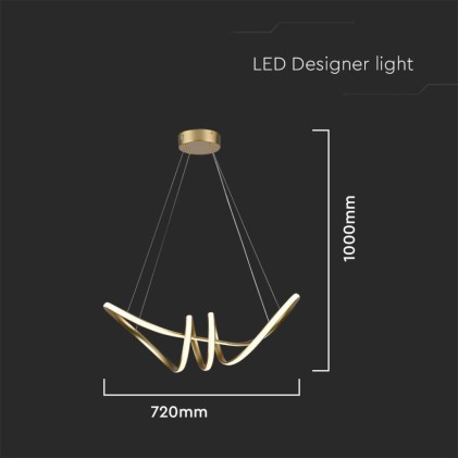 V-TAC Lampadario LED a Sospensione 24W in Metallo dal Design Moderno 72*30cm Coloro Champagne 3000K